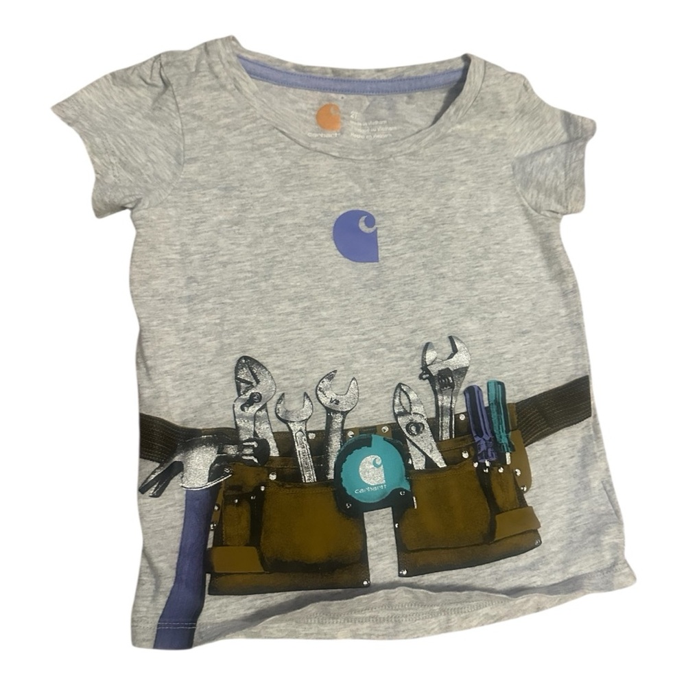 Carhartt Gray Short Sleeve Tee with Tool Belt Design